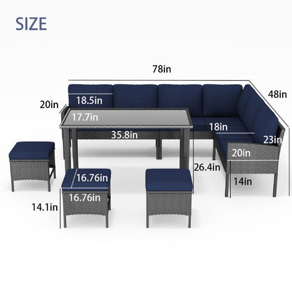 Elegant 7-Piece Outdoor Furniture Set with Waterproof Cushions