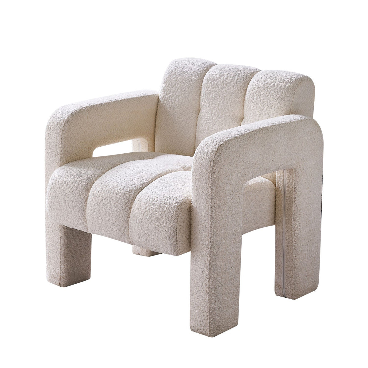 Modern Boucle Accent Chair – Low Profile, Wide Seat