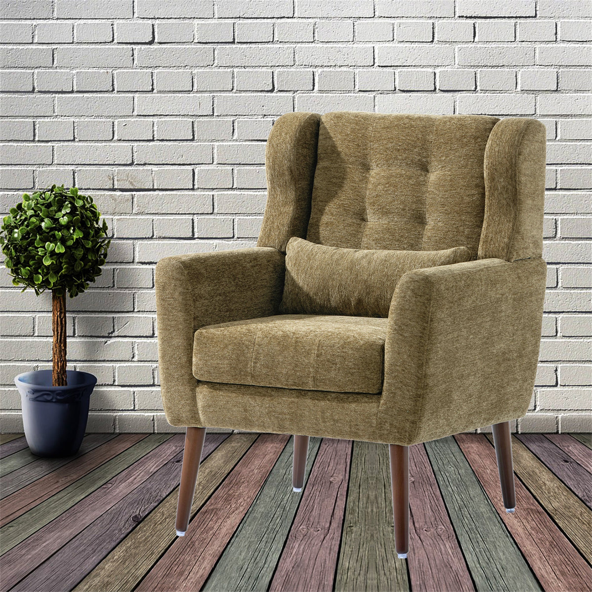Modern Olive Green Chenille Accent Chair
