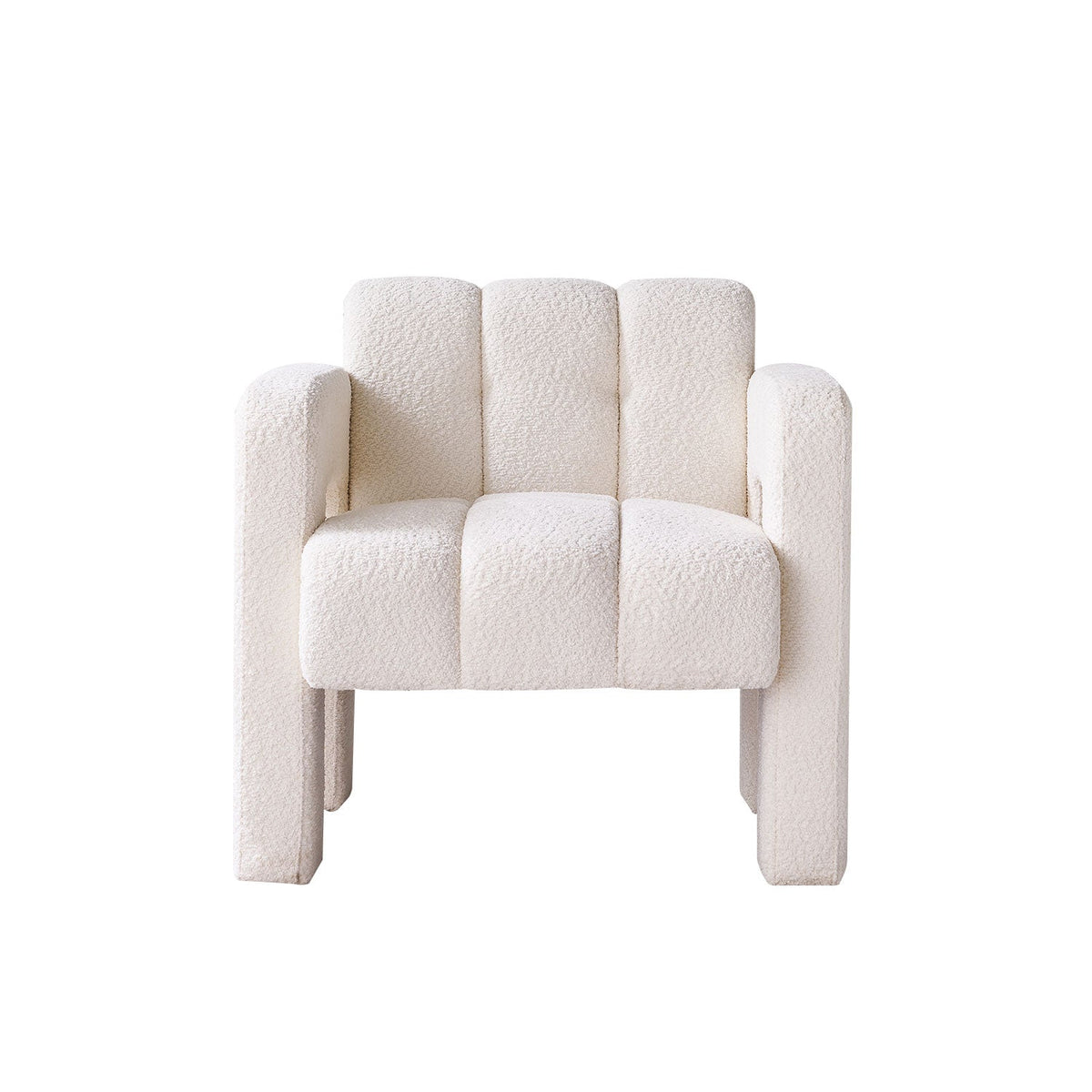 Modern Boucle Accent Chair – Low Profile, Wide Seat
