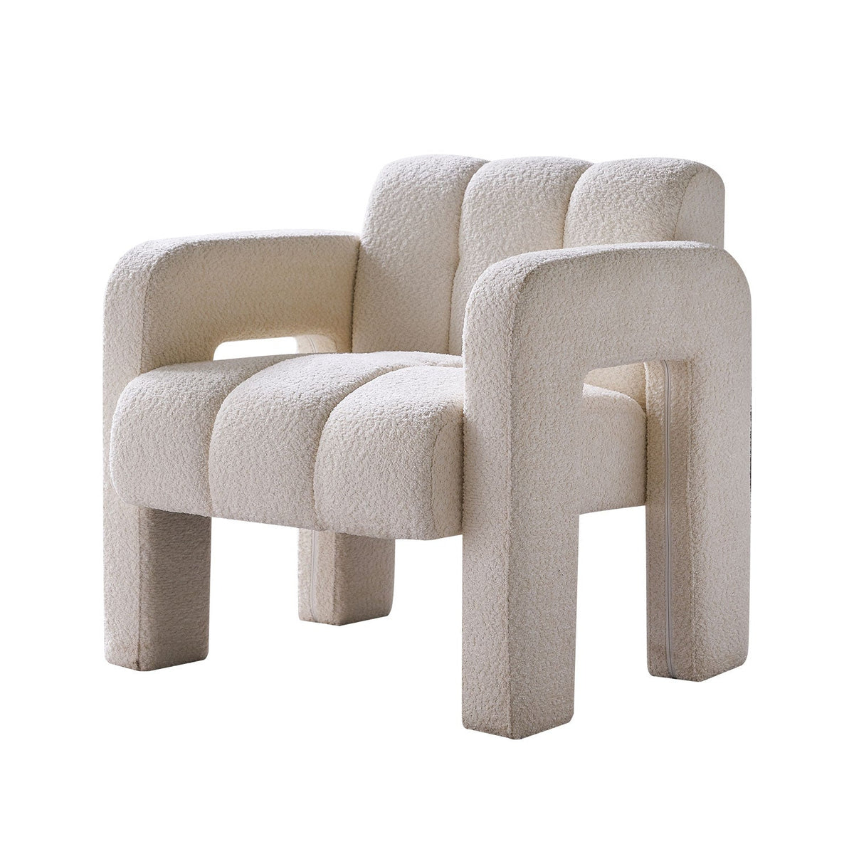 Modern Boucle Accent Chair – Low Profile, Wide Seat