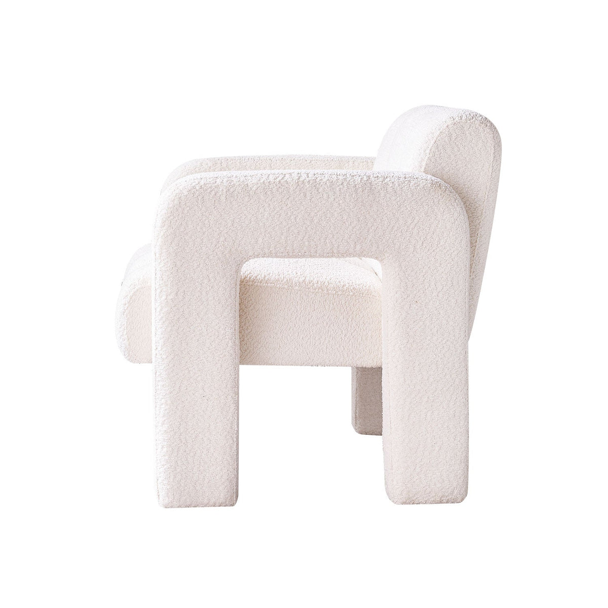Modern Boucle Accent Chair – Low Profile, Wide Seat