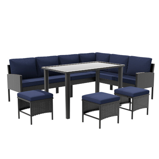 Elegant 7-Piece Outdoor Furniture Set with Waterproof Cushions