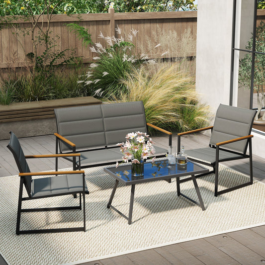 4-Piece Outdoor Patio Conversation Set with Coffee Table
