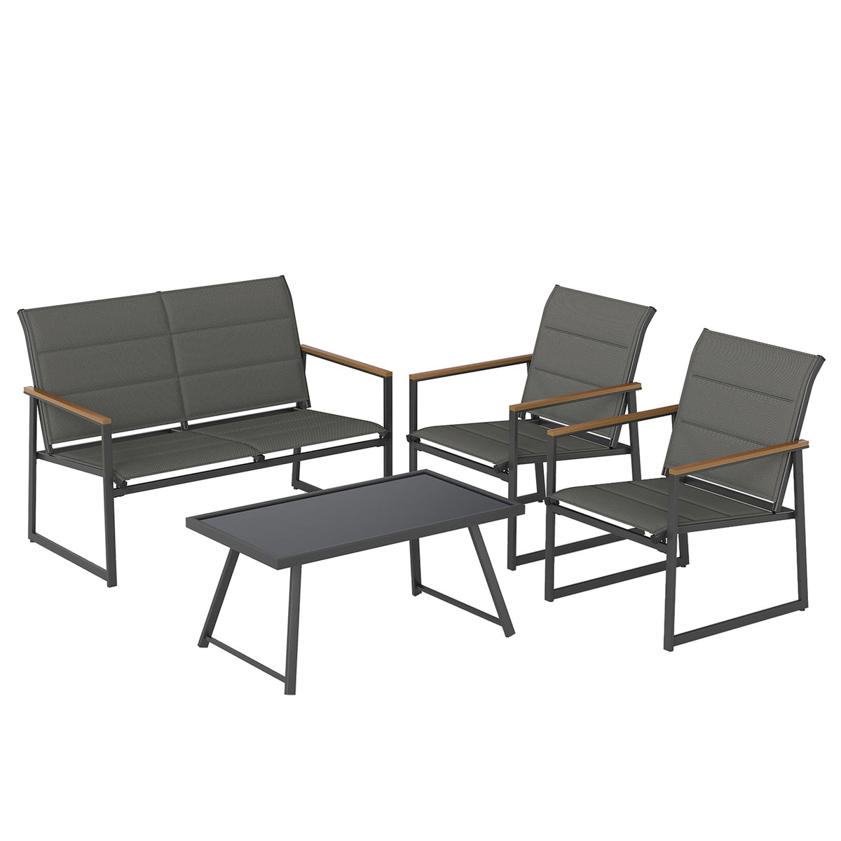4-Piece Outdoor Patio Conversation Set with Coffee Table