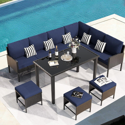 Elegant 7-Piece Outdoor Furniture Set with Waterproof Cushions