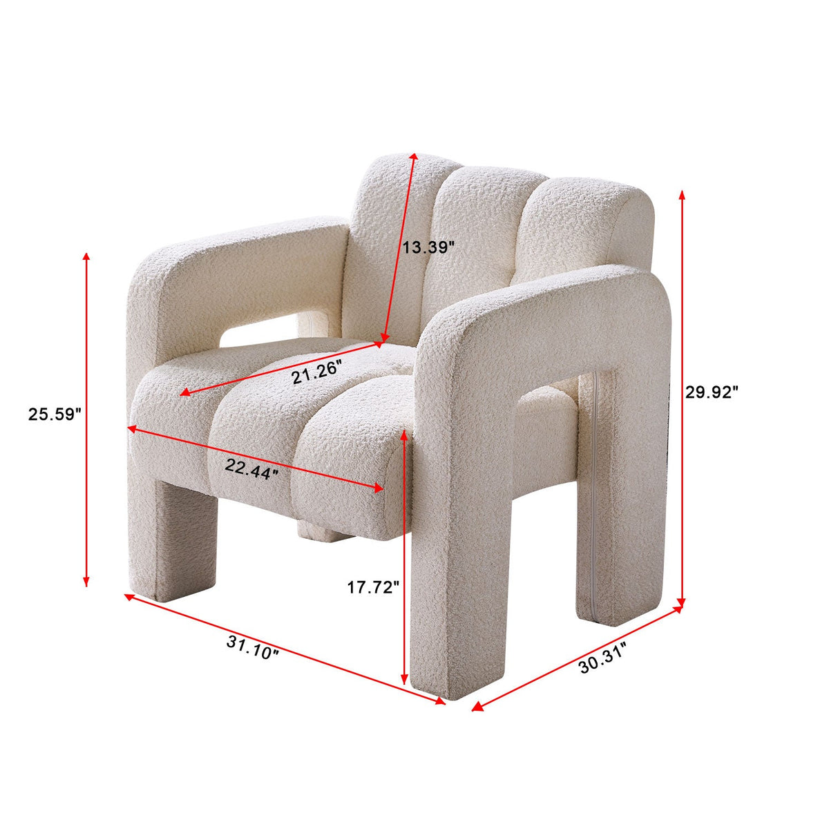 Modern Boucle Accent Chair – Low Profile, Wide Seat