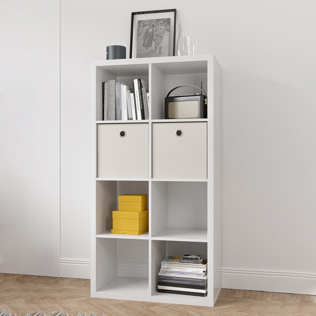8-Cube Bookcase Organizer with Open Back Shelves