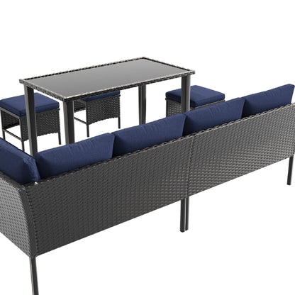Elegant 7-Piece Outdoor Furniture Set with Waterproof Cushions