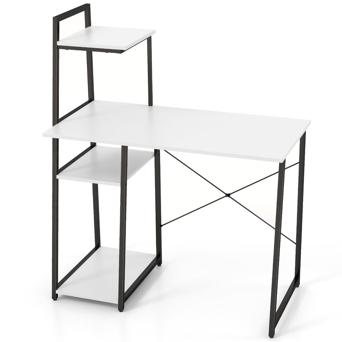 Compact Computer Desk with 4-Tier Storage Shelves