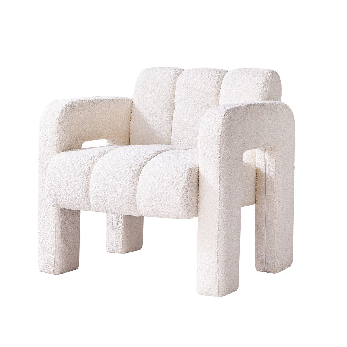 Modern Boucle Accent Chair – Low Profile, Wide Seat