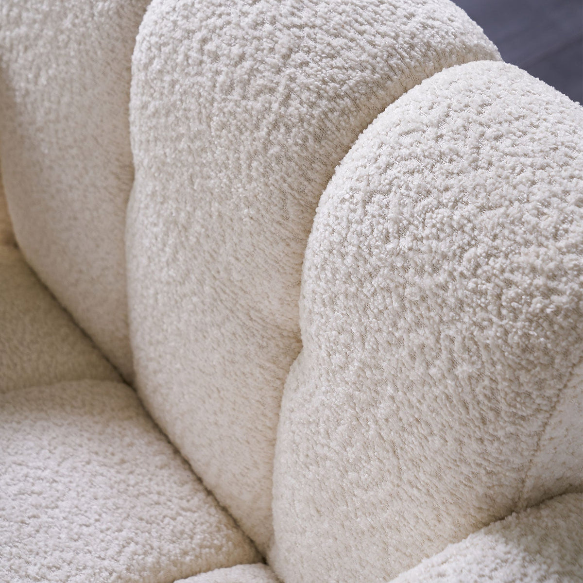 Modern Boucle Accent Chair – Low Profile, Wide Seat
