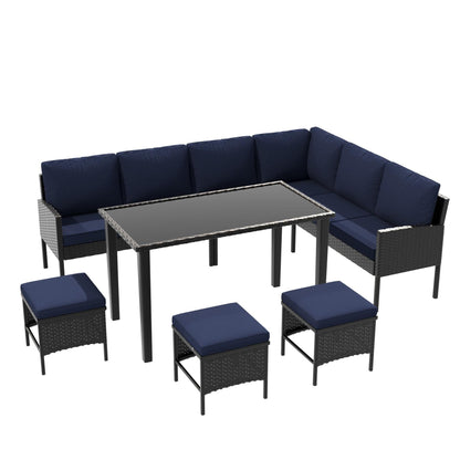 Elegant 7-Piece Outdoor Furniture Set with Waterproof Cushions