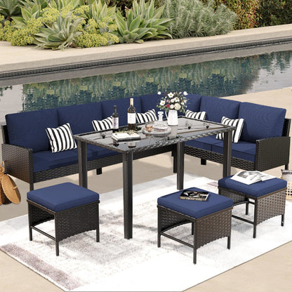 Elegant 7-Piece Outdoor Furniture Set with Waterproof Cushions