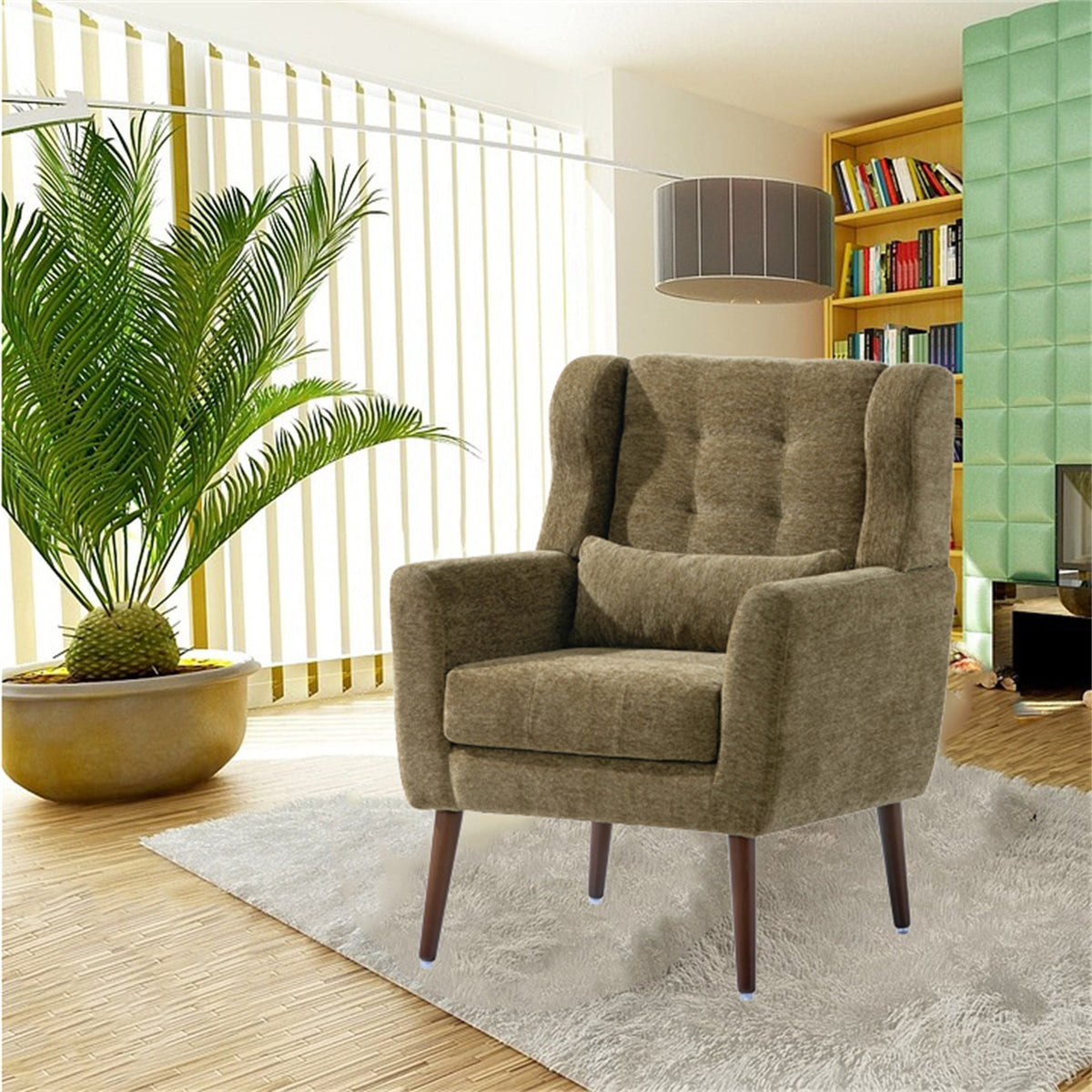 Modern Olive Green Chenille Accent Chair