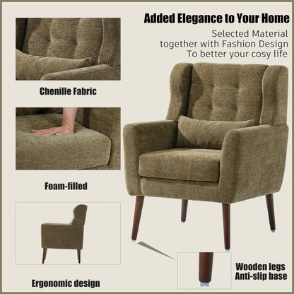 Modern Olive Green Chenille Accent Chair
