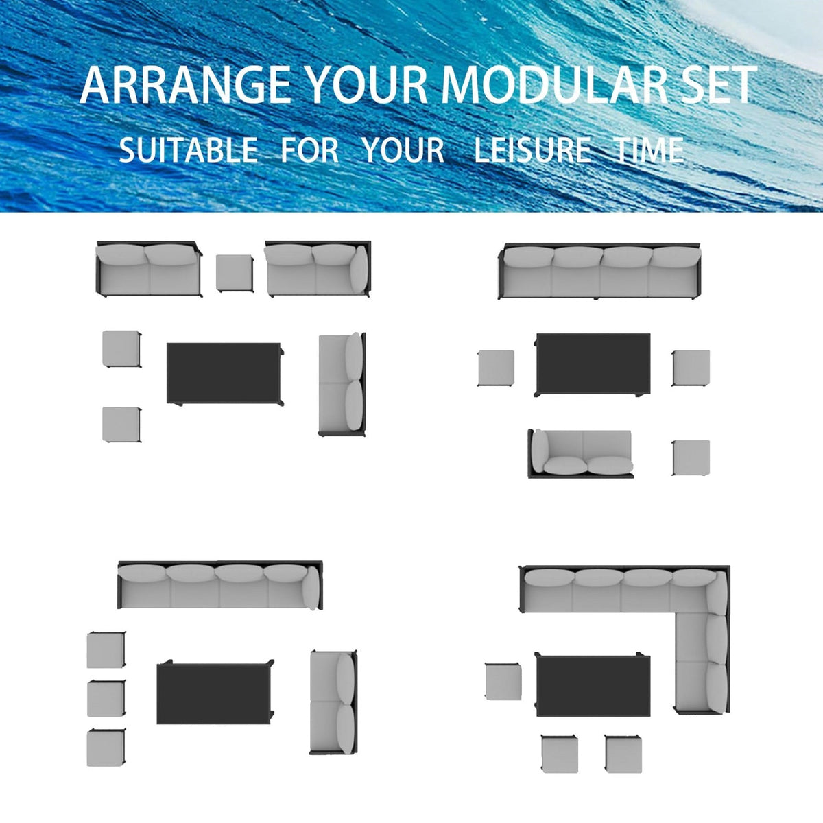 Elegant 7-Piece Outdoor Furniture Set with Waterproof Cushions