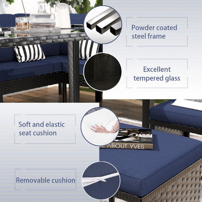 Elegant 7-Piece Outdoor Furniture Set with Waterproof Cushions
