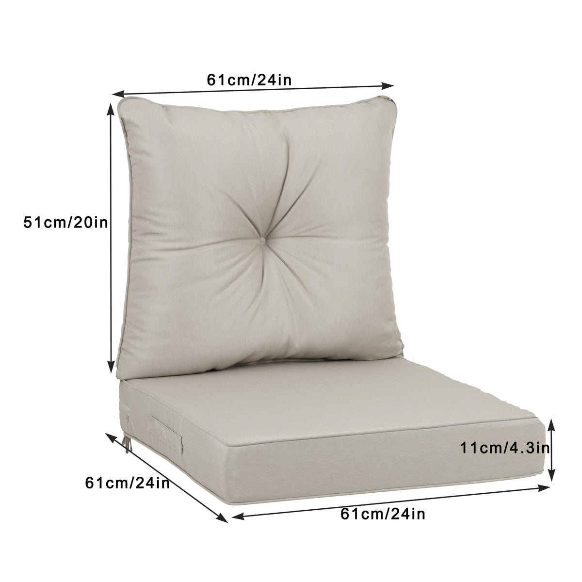 Outdoor Deep Seat Cushions for Patio Furniture Waterproof Set