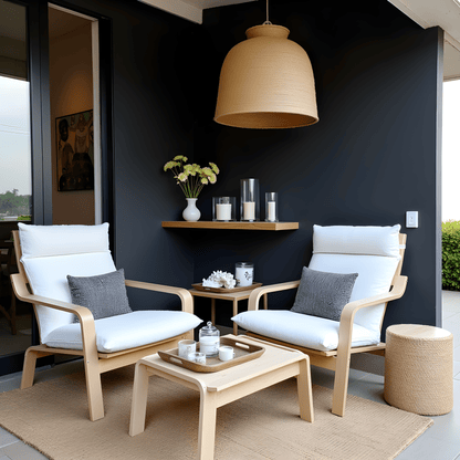Natural White Bouclé Poäng Slipcovers – Compatible with IKEA Poäng Chair & Footstool