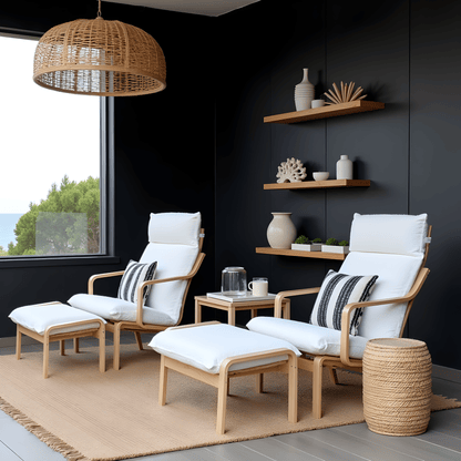 Natural White Bouclé Poäng Slipcovers – Compatible with IKEA Poäng Chair & Footstool